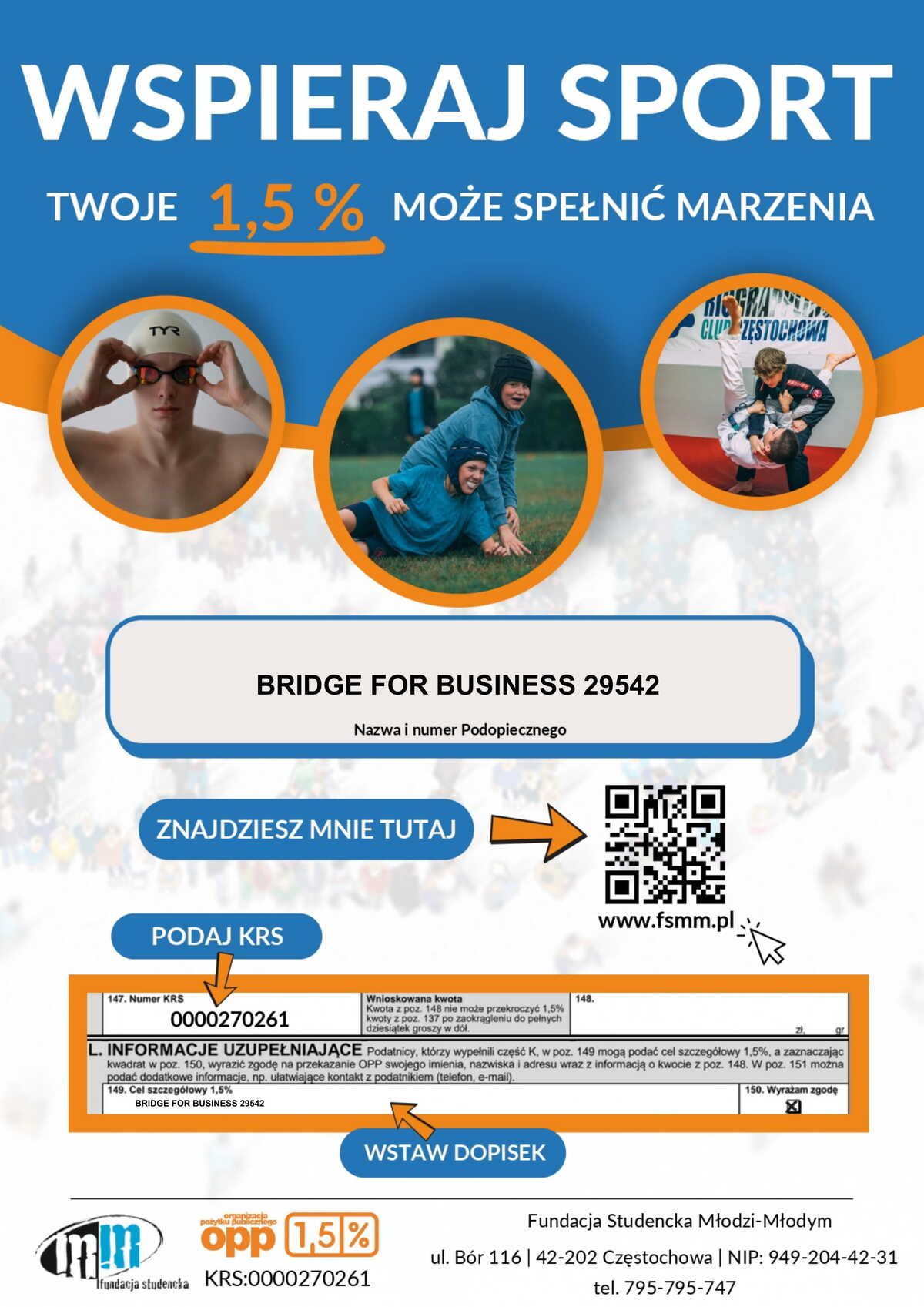 Podaruj 1,5% podatku Fundacji Bridge for Business